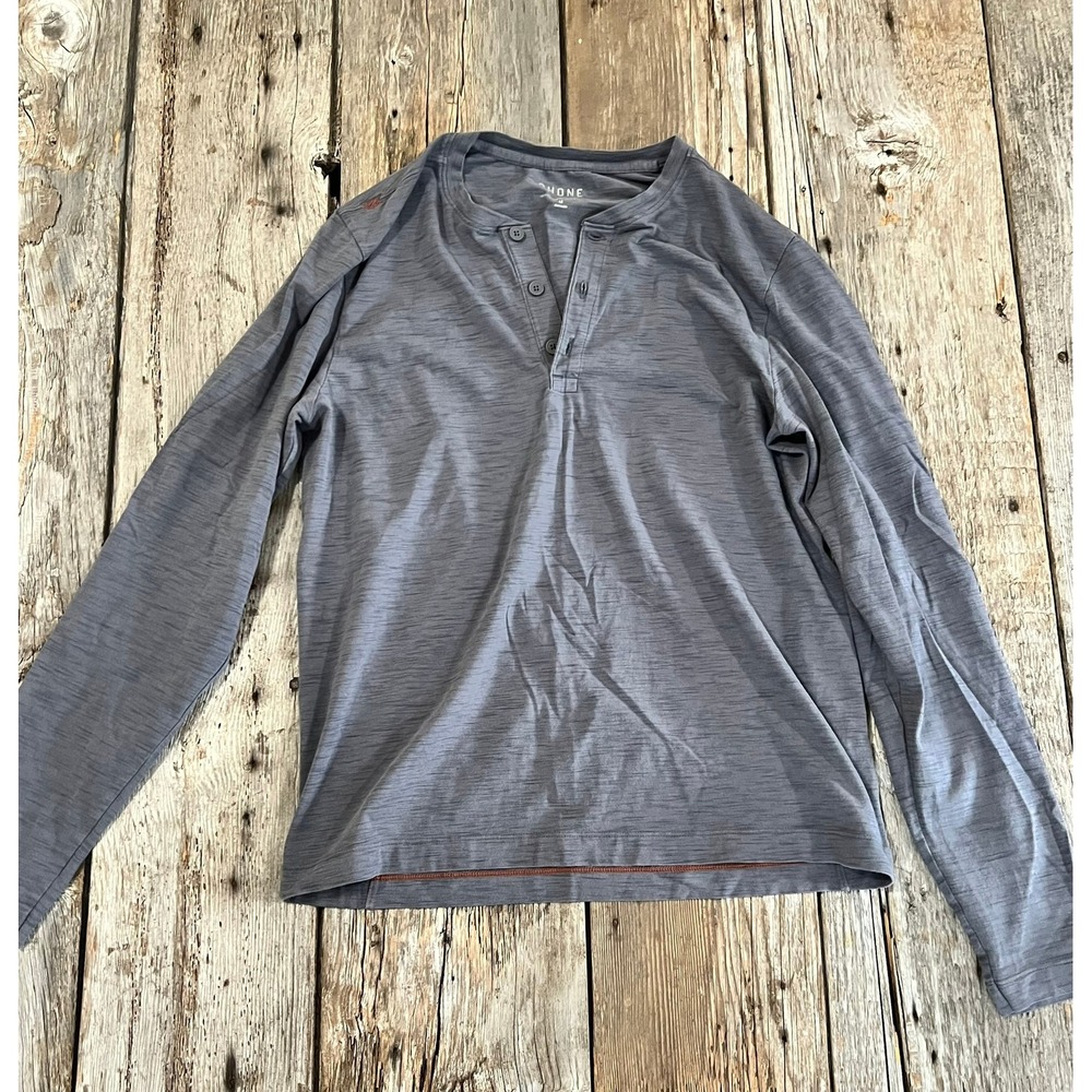 Rhone Reign Long Sleeve Henley Mens Medium Grey Space Dye Performance Shirt